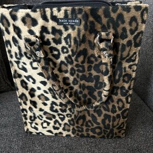 Kate Spade fuzzy textured leopard print tote